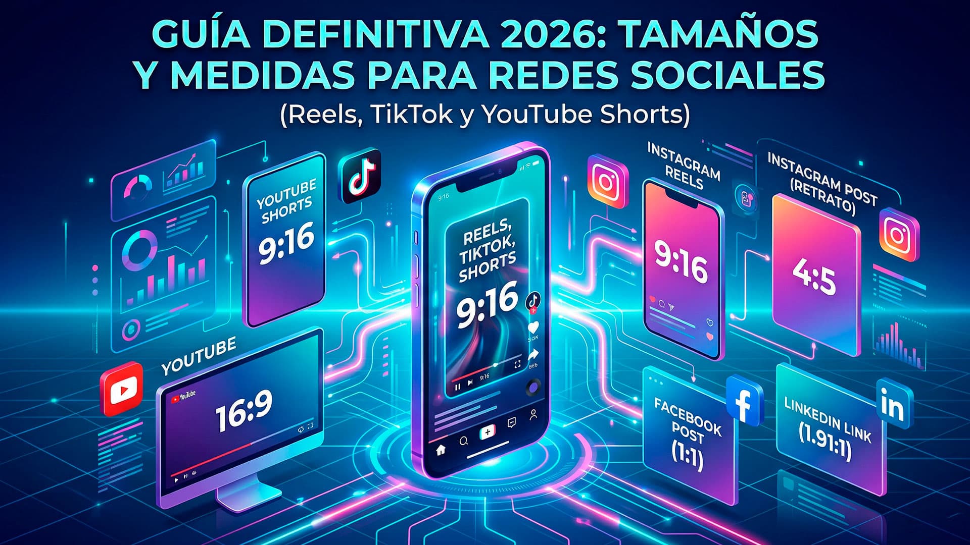 Imagen destacada del post: Guía Definitiva 2026: Tamaños y Medidas para Redes Sociales